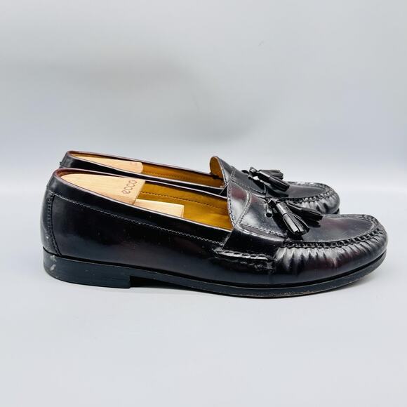 Cole Haan Shoes Mens 11.5 Burgundy Leather Tassel Loafers Dress Moc Toe Slip On - Picture 1 of 13